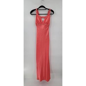 Morgan & Co. Women's 3/4 Coral Sequined Formal Evening Gown Floor Length Prom